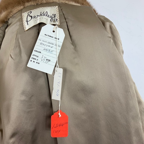 Vintage 60s Light Natural Brown Mink Fur Short Trench Coat - Picture 6 of 10